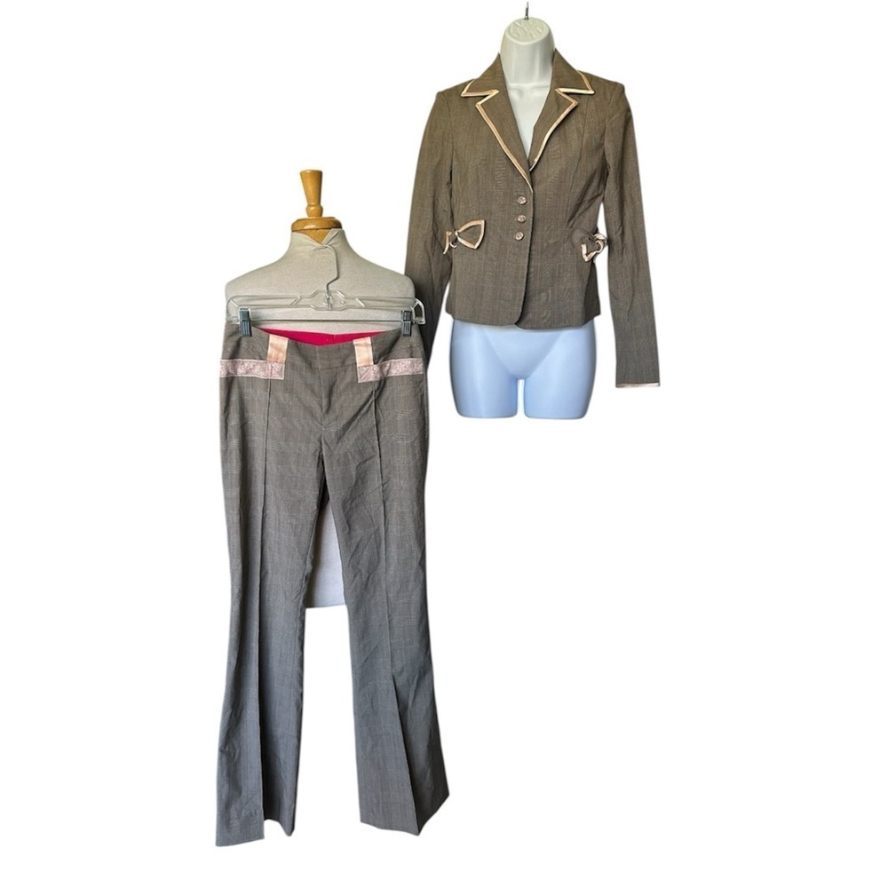 Rebecca Taylor Vintage 90s Y2K  2 Pc Pantsuit Herringbone Excellent Size 2